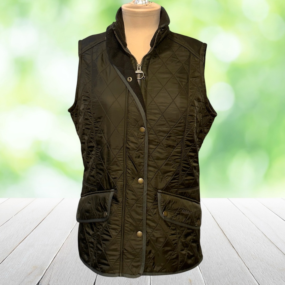 BARBOUR Cavalry Gilet Quilted Vest Riding Bodywarmer Zip Pockets Outdoor Size 12